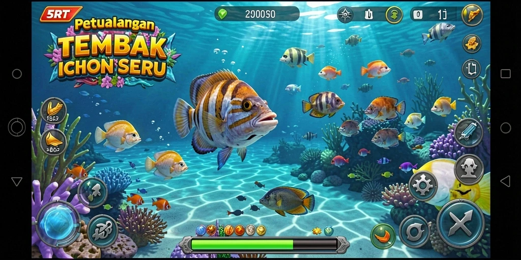 Tampilan gameplay menembak ikan yang seru dan penuh aksi dari 5RT.