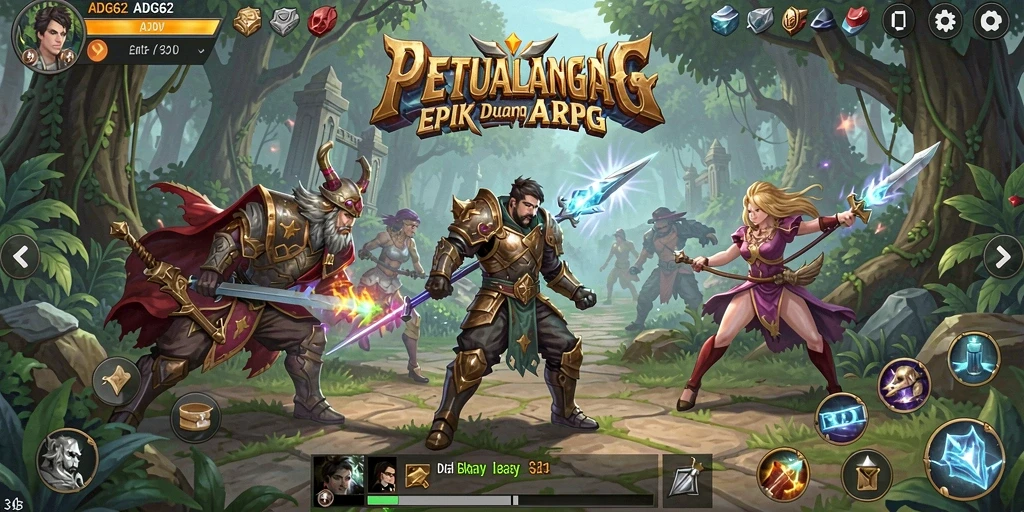Gameplay ADG62 menampilkan pertarungan epik dan eksplorasi mendalam.