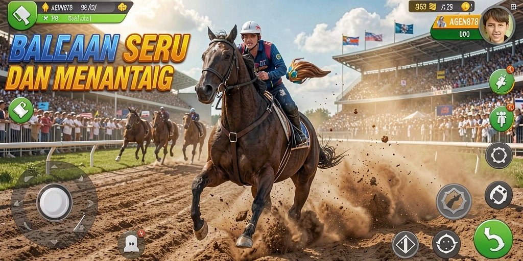 Tampilan gameplay AGEN878 yang intens dan penuh aksi balapan.
