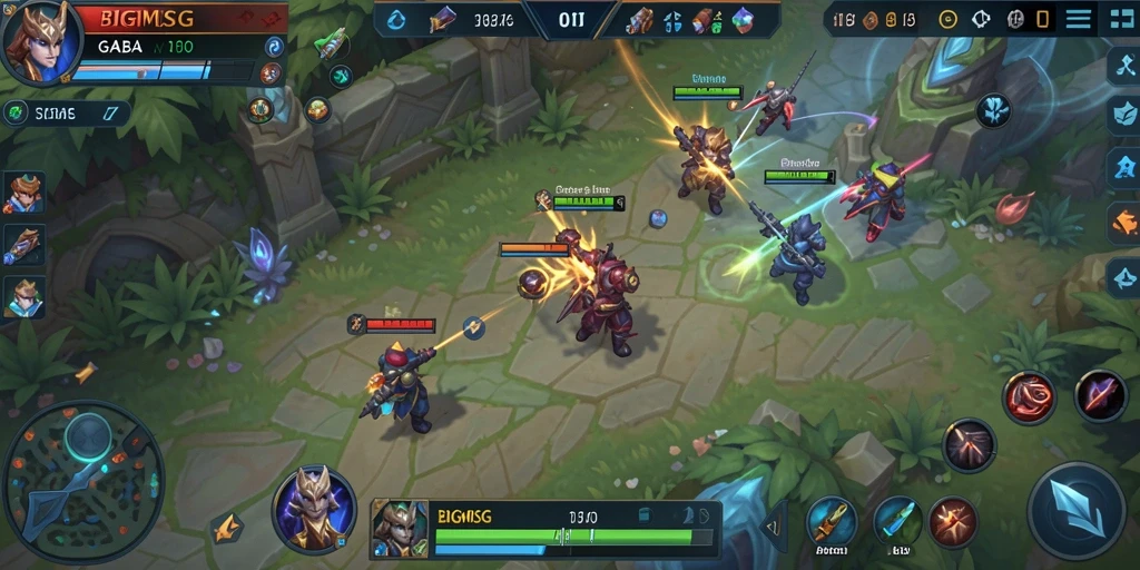 Tampilan seru gameplay BIGMSG di arena pertarungan MOBA.