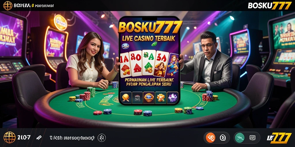 Screenshot gameplay <strong>BOSKU777</strong> menampilkan suasana Live Casino yang menyenangkan.