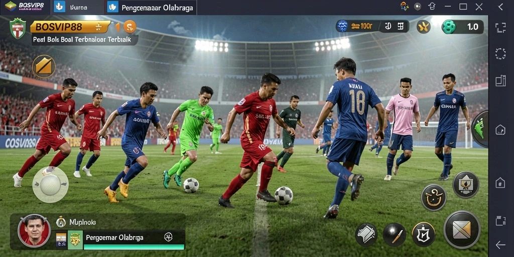 Screenshot gameplay <strong>BOSVIP88</strong> menampilkan aksi seru dalam permainan sepak bola.