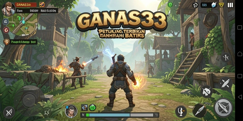 Screenshot utama GANAS33 menampilkan gameplay Open World yang menggembirakan.
