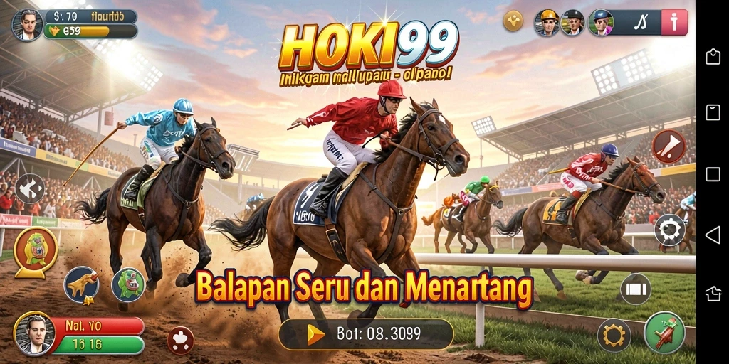 Tampilan seru dari gameplay balapan di HOKI99.