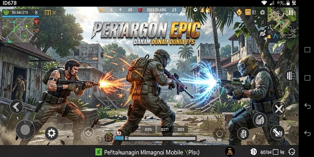 Tangkapan layar ID678 menampilkan intensitas pertempuran dalam game FPS.