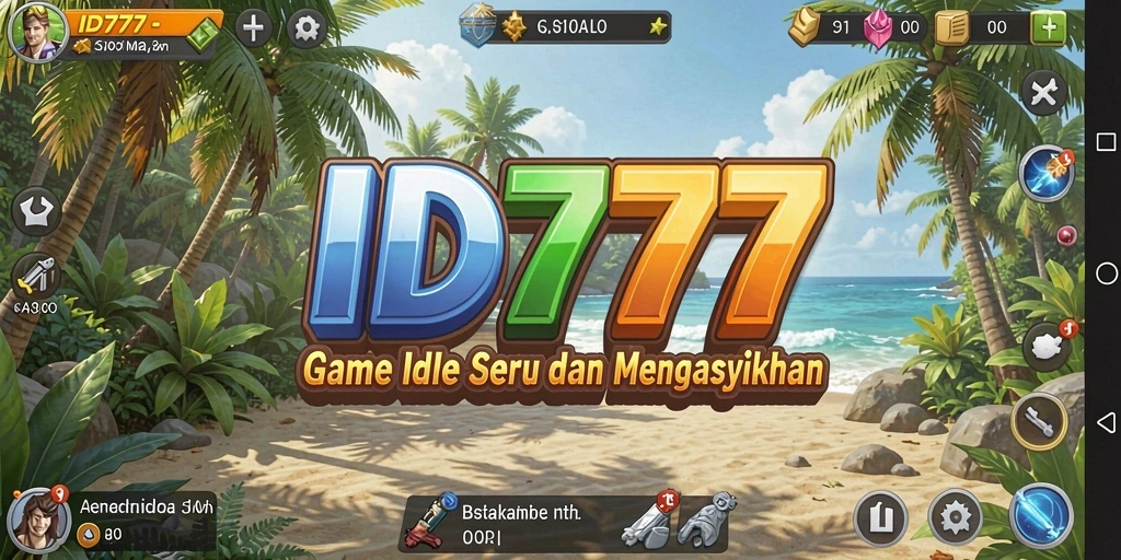 Screenshot aksi gameplay ID777 yang menampilkan karakter mengumpulkan sumber daya.