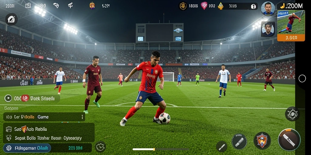 Tangkapan layar dari gameplay <strong>J200M</strong> yang mendebarkan di lapangan sepak bola.