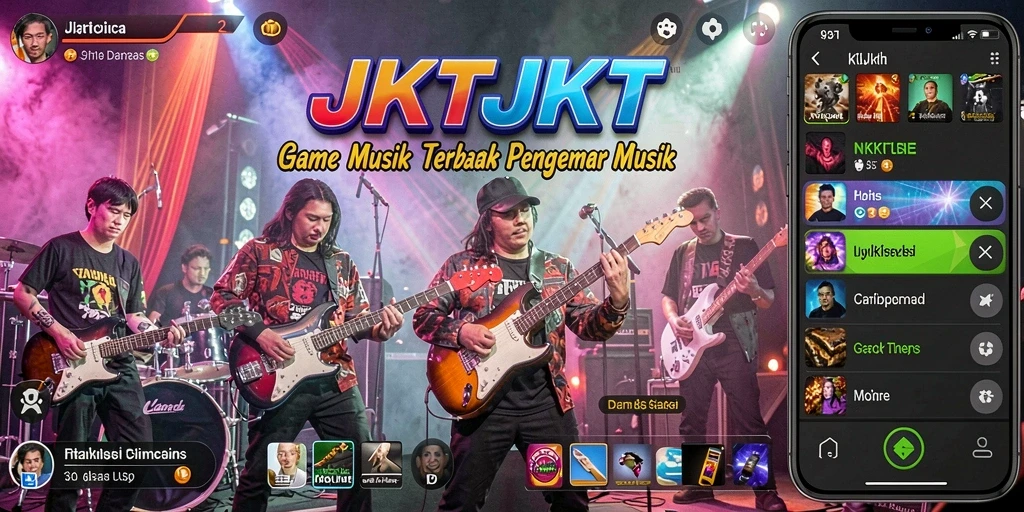 Screenshot gameplay JKTJKT menunjukkan pemain menikmati permainan musik.
