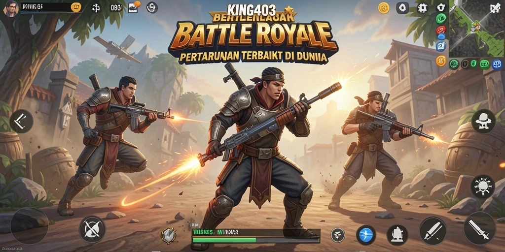 Screenshot KING403 menampilkan aksi seru di arena Battle Royale.