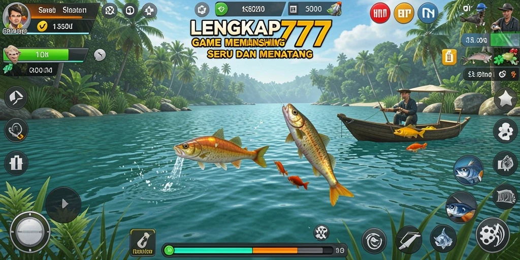 Tampilan gameplay LENGKAP777 saat memancing di lokasi yang menarik.