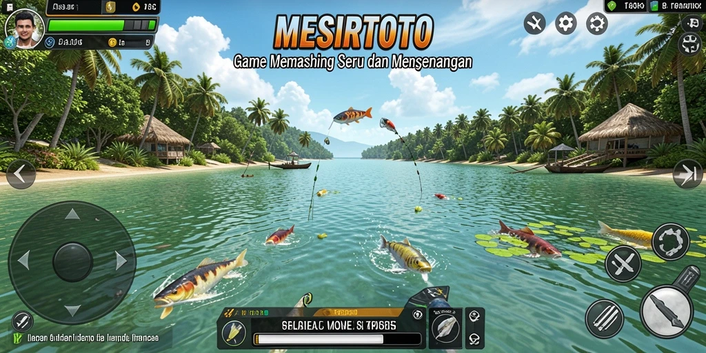 Screenshot gameplay <strong>MESIRTOTO</strong> yang menunjukkan pengalaman memancing yang mendebarkan.