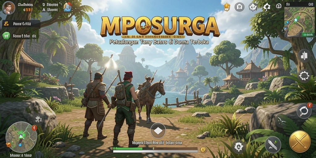Tampilan gameplay <strong>MPOSURGA</strong> menunjukkan kebebasan eksplorasi dunia terbuka.