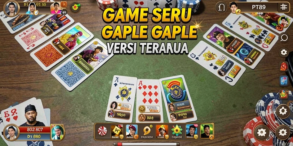 Tampilan seru gameplay Gaple di PT89 yang penuh warna.