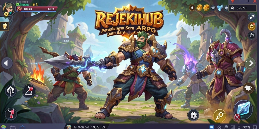 Screenshot gameplay REJEKIHUB menampilkan pertempuran seru dan dunia yang luas.