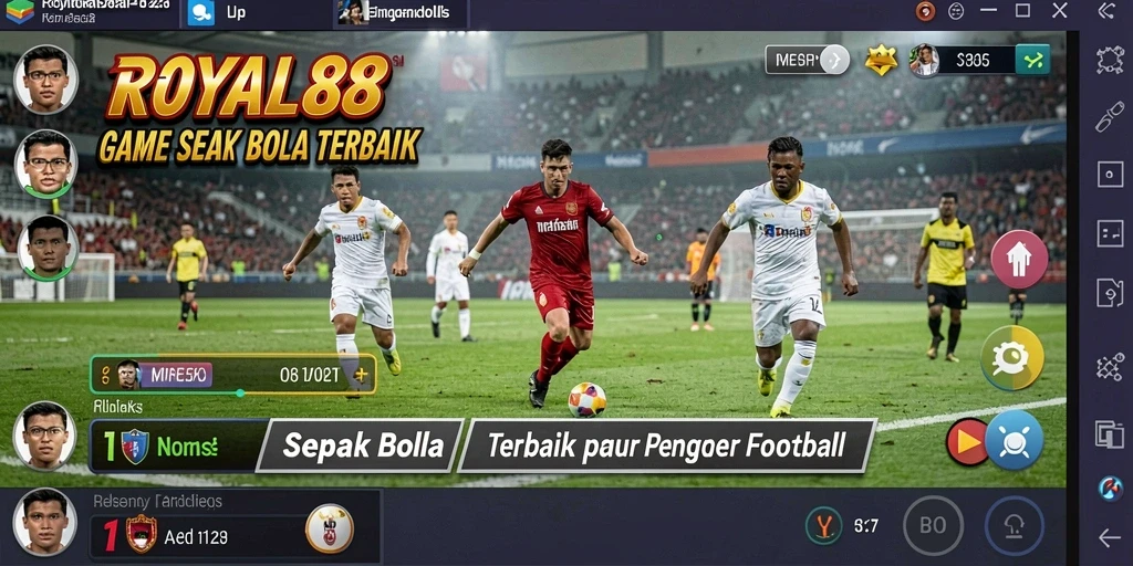 Tampilan gameplay seru dalam ROYAL88 dengan aksi sepak bola nyata.