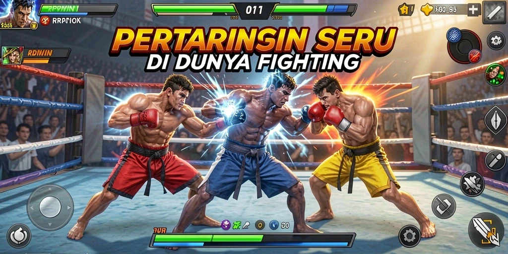 Tangkapan layar utama RPWIN1 menampilkan aksi pertarungan mendebarkan.