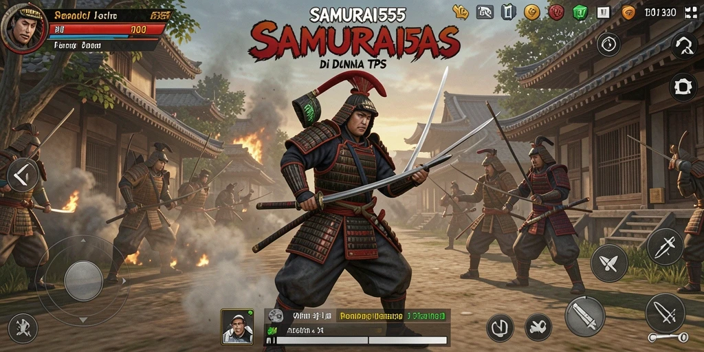 Tangkapan layar SAMURAI555 menampilkan aksi pertempuran seru dalam TPS.