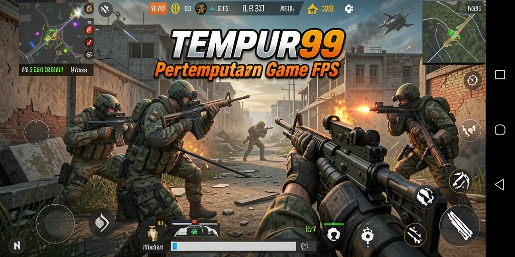 Tampilan utama gameplay TEMPUR99 menampilkan aksi pertempuran yang mendebarkan.